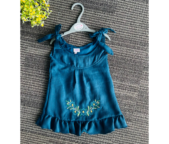 Ash Bae FR020SS Emy Mist Blue Small Frock for Baby Girls - Blue - Zoom Image