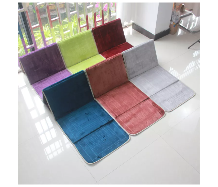 Harmony Foldable Backrest Prayer or Meditation Velvet Mat with Carrying Pouch  - Zoom Image 1