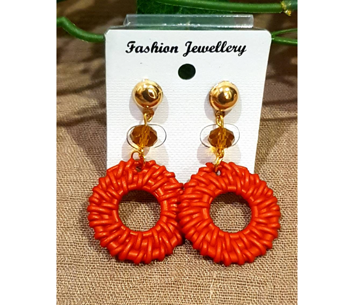 Strabella TSB18 Western Earrings for Women - Orange - Zoom Image