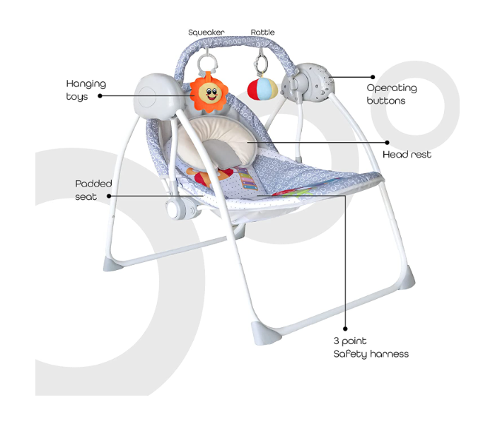 Moon MNBGRGY01 Bungee Electric Swing for Babies - Grey - Zoom Image 2