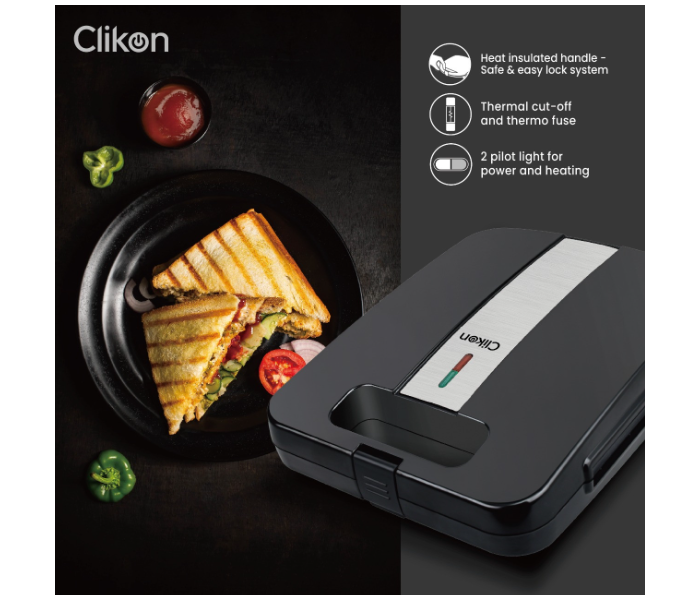 Clikon CK2467 Non-stick Vertical Contact Grill Sandwich Maker With Heat Insulated Handle - Silver and Black  - Zoom Image 2