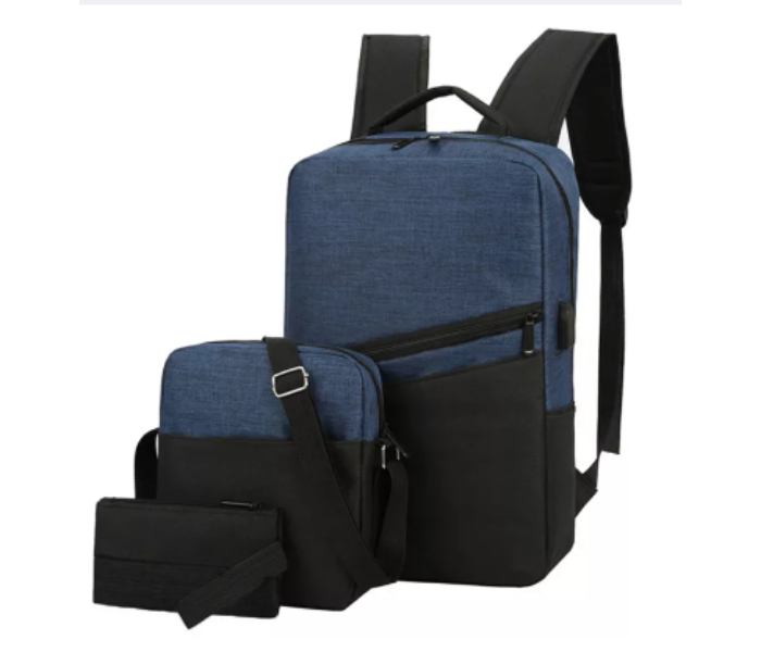 Unisex 3 Pcs Sets Business Laptop Backpack - Blue - Zoom Image 1