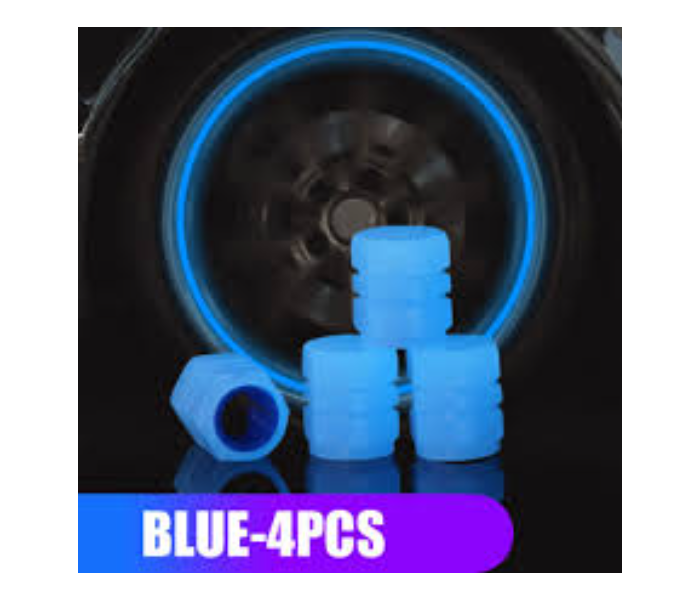 Car Auto Bicycle Motorcycle Bike Wheel Tire Valve Cap Luminous Glows only InDark 4 Pieces Set - Blue - Zoom Image 1