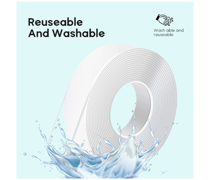 Double Side 3 Meter Self Adhesive Reusable Washable Strong Sticky Tape - Zoom Image 3