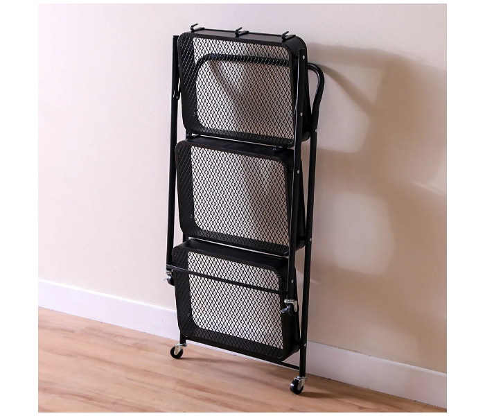 Danube Home Erick 3 Tier Foldable Storage Cart-ON - Black - Zoom Image 4