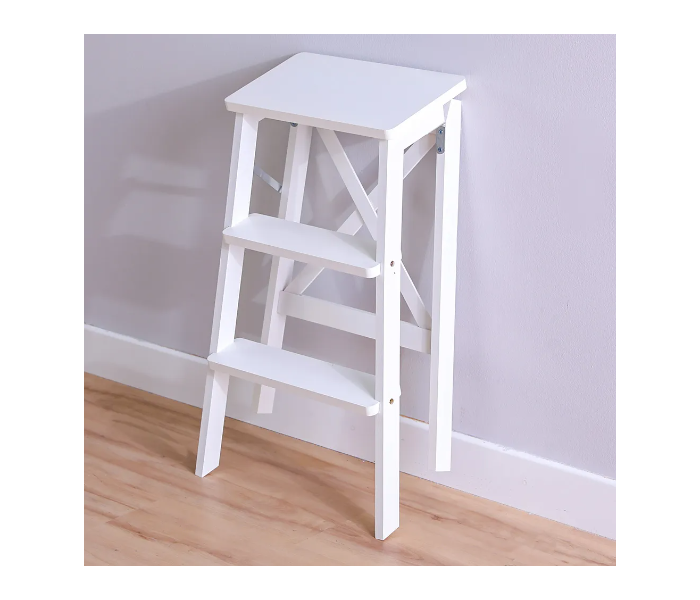 Danube Home Albany 3 Step Bamboo Wood Stool - White - Zoom Image 3