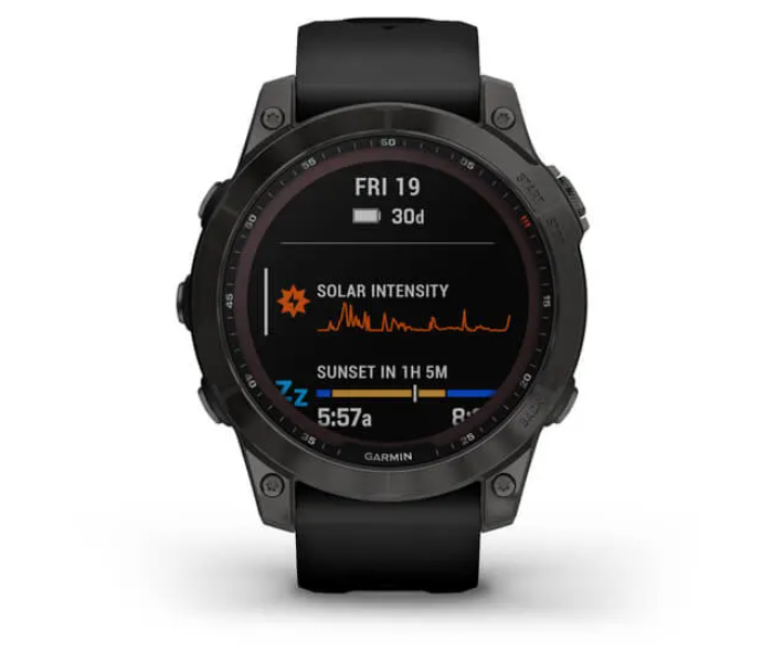 Garmin 010-02540-35 Fenix 7 Sapphire Solar Edition Black DLC Titanium with Black Band - Zoom Image 2