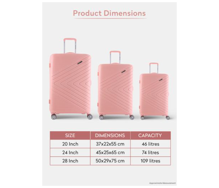 Para John PJTR3149 Bricks 3 Pieces Trolley Luggage Set - Coral - Zoom Image 5