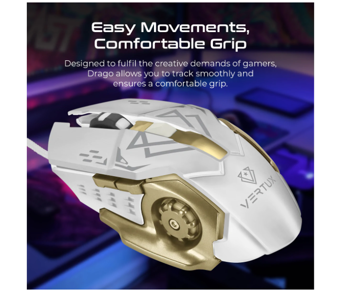 Vertux DXB000089 Drago Gaming Mouse - White - Zoom Image 2