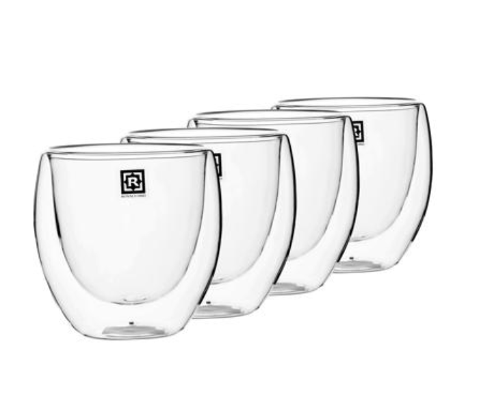 Royalford RF10568 80ml Borosilicate Glass 4 Piece Double Wall Cup Set - Zoom Image 4