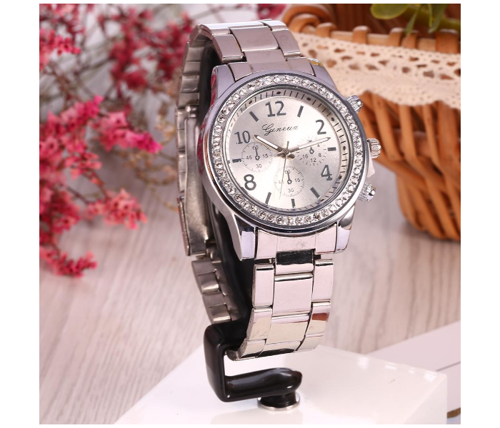 Geneva 37mm Rhinestone Analog Wrist Watch for Women - Silver - Zoom Image 3