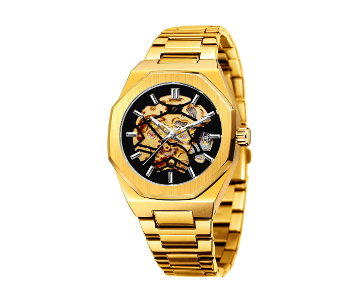 Glaze 1 Skeloton Luxury Analog Watch for Men - Gold and Black - Zoom Image 1