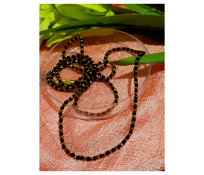 Strabella NC004 Premium Quality Black Seed Chain for Women - Black and Gold - Zoom Image