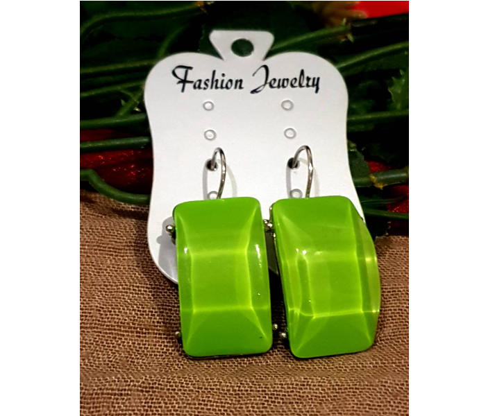 Strabella TSB19a Big Size Single Stone Earrings for Women - Green - Zoom Image