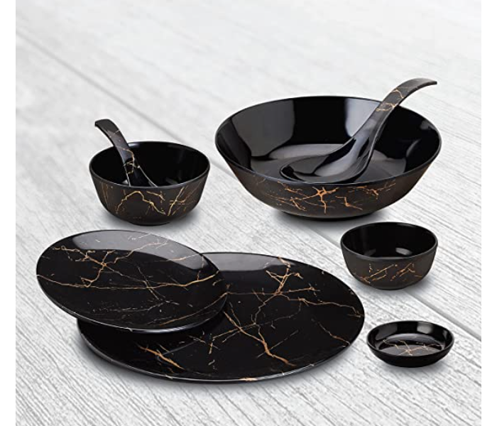 Dinewell Dw8900 30 Pieces Melamine Ultra Dinner Set - Black - Zoom Image 1