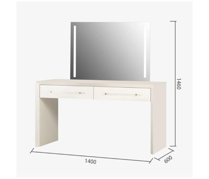 Danube Home Deino Dresser and Mirror with Lighting - Pearl White - Zoom Image 2