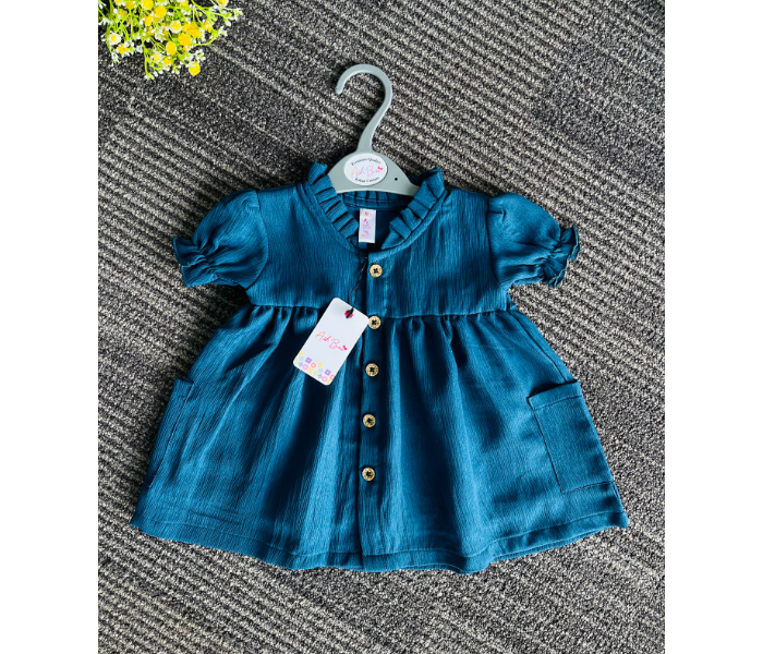 Ash Bae FR025SM Bella Mist Blue Medium Frock for Babies - Blue - Zoom Image