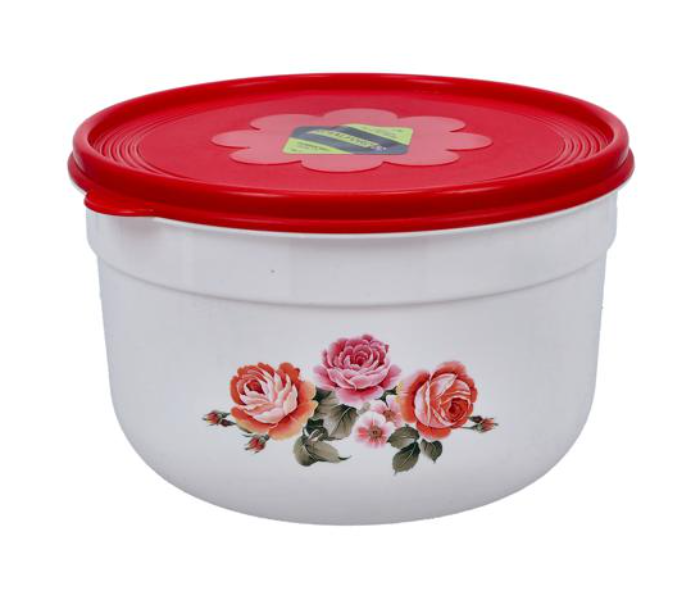 Royalford RF10870 3 Litre Round Air-tight Storage Bowl - White and Red - Zoom Image 1