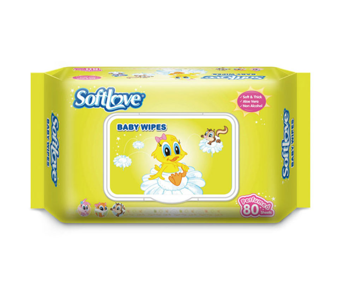 Softlove Pack of 80 Pieces Aloe Vera Perfumed Baby Wipes with Fragrance - Zoom Image 1