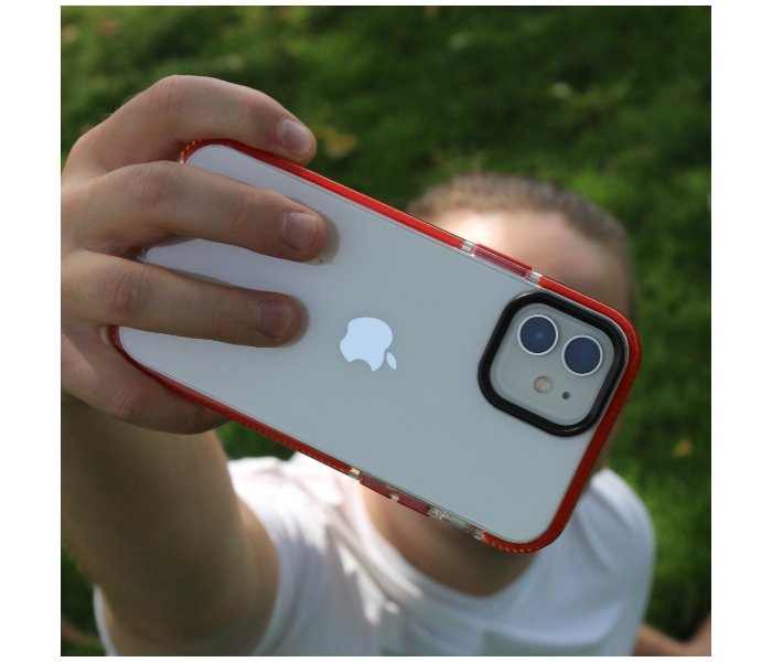 Protective Transparent Mobile Case with Red Bumpers For iPhone 13 - Zoom Image 3