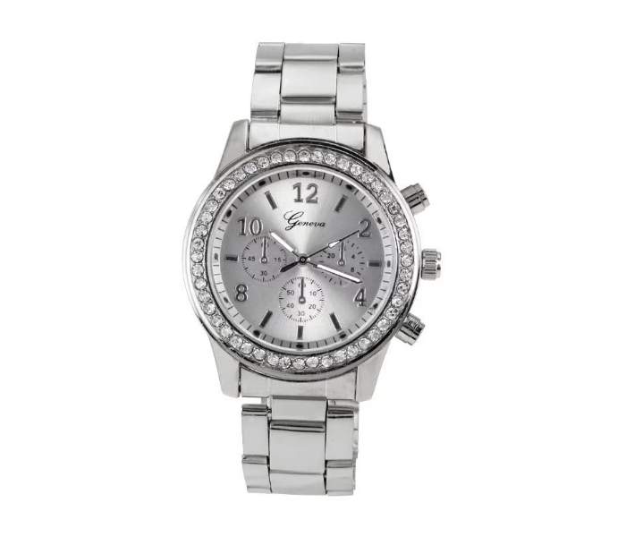 Geneva 37mm Rhinestone Analog Wrist Watch for Women - Silver - Zoom Image 1