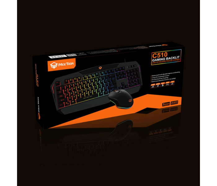 Meetion MT-C510 Backlit Rainbow Gaming Keyboard and Mouse Combo - Black - Zoom Image 6