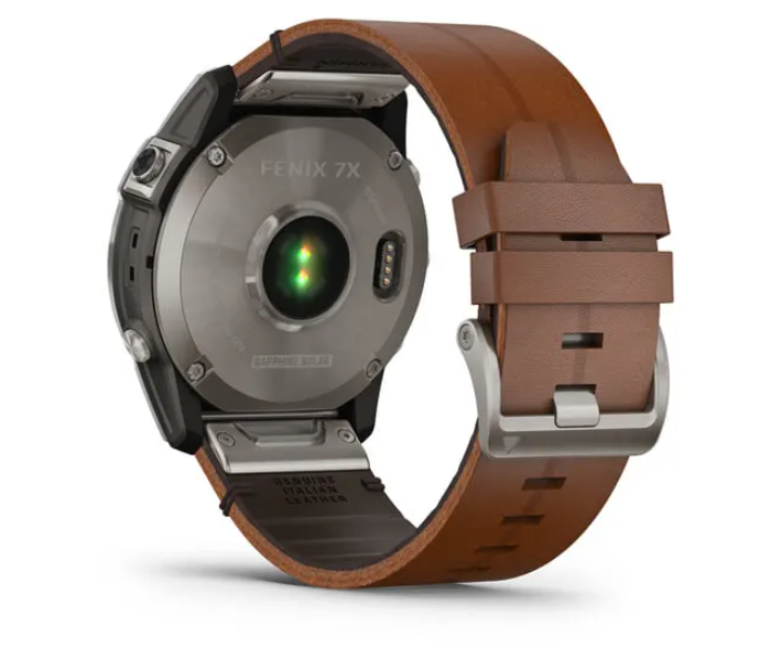 Garmin 010-02541-19 Fenix 7X Sapphire Solar Edition Titanium with Chestnut Leather Band - Zoom Image 4