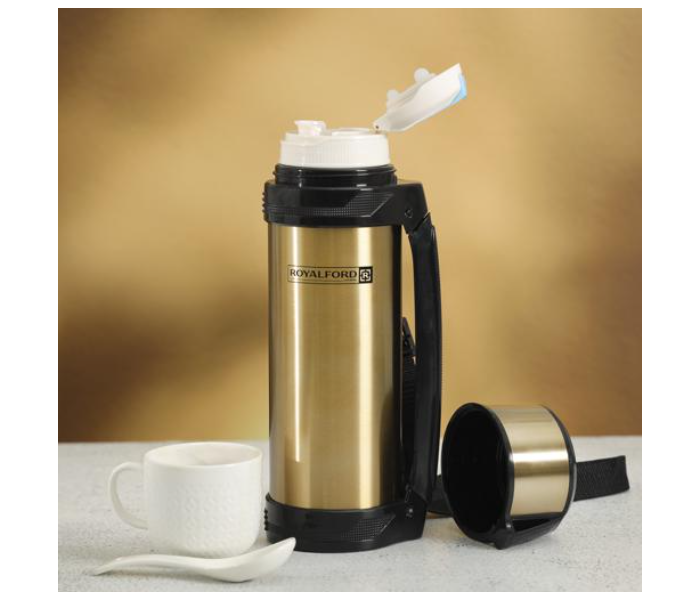 Royalford RF10494 1500ml Stainless Steel Vacuum Travel Bottle - Gold and Black - Zoom Image 3