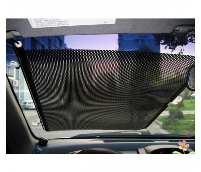 Generic Windshield Sun Shade Cover Multiuse Curtain Retractable Sun Protection Sunshades - Black-A - Zoom Image 7