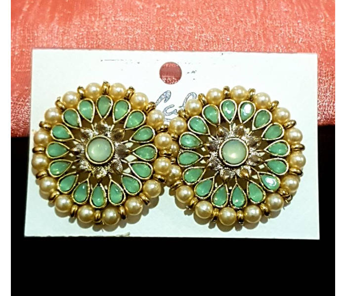 Strabella ER1010e Big Size Beaded Earstuds for Women - Mint Green - Zoom Image