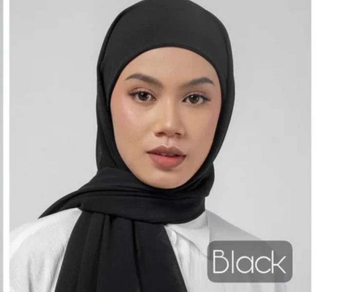 Instant Chiffon Premium Quality Hijab Head Wrap Scarf - Black - Zoom Image 1