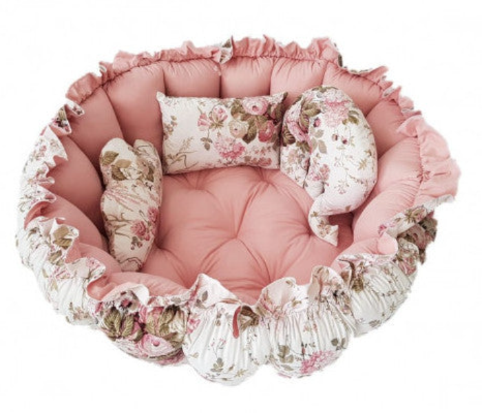 Baby Nest Round Playing Mat Floral - Peach - Zoom Image 1