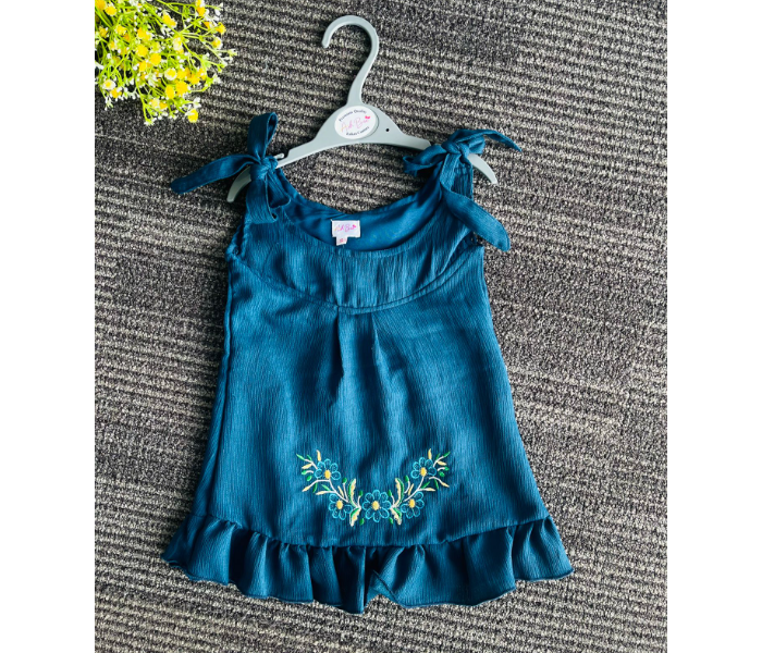 Ash Bae FR020SM Emy Mist Blue Medium Frock for Baby Girls - Blue - Zoom Image