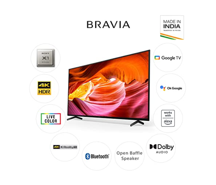 Sony KD-65X75K Bravia 65 Inch 4K Ultra HD Smart LED Google TV - Black - Zoom Image 3