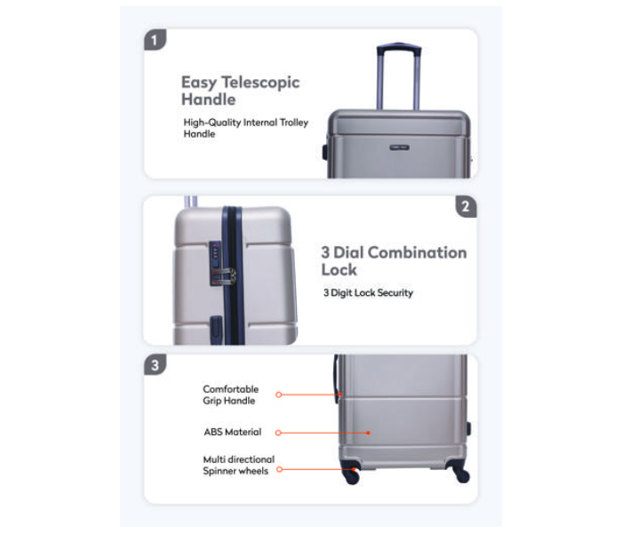 Para John PJTR3143 Sphinx 3 Pieces Trolley Luggage Set - Champagne - Zoom Image 2