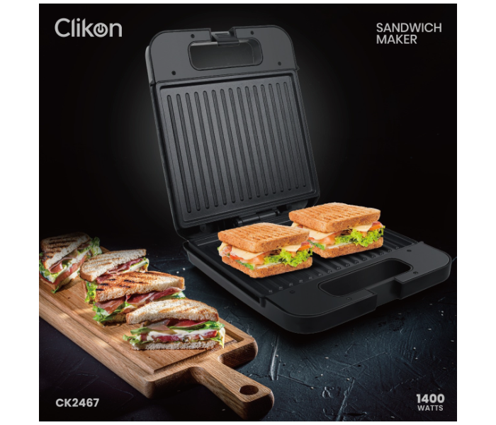 Clikon CK2467 Non-stick Vertical Contact Grill Sandwich Maker With Heat Insulated Handle - Silver and Black  - Zoom Image 1