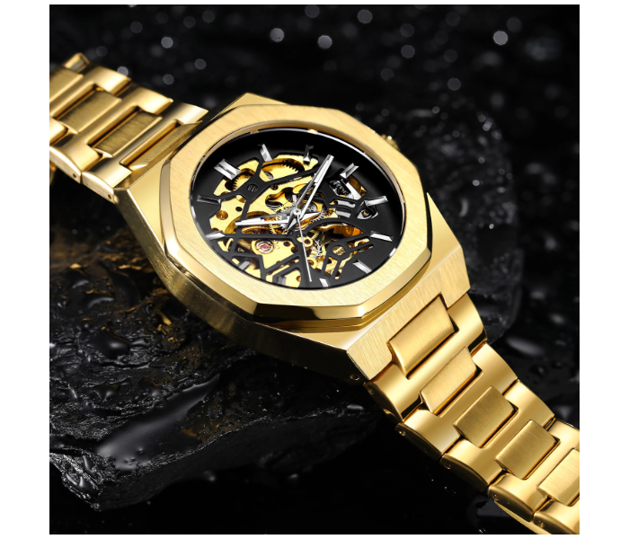 Glaze 1 Skeloton Luxury Analog Watch for Men - Gold and Black - Zoom Image 2