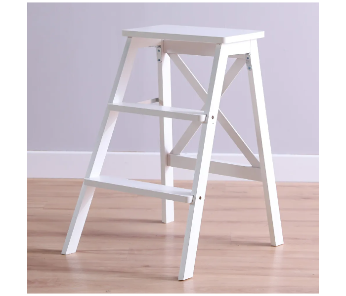 Danube Home Albany 3 Step Bamboo Wood Stool - White - Zoom Image 2