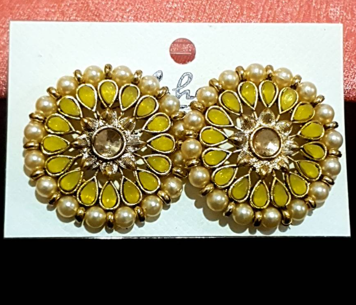 Strabella ER1010i Big Size Beaded Earstuds for Women - Yellow - Zoom Image