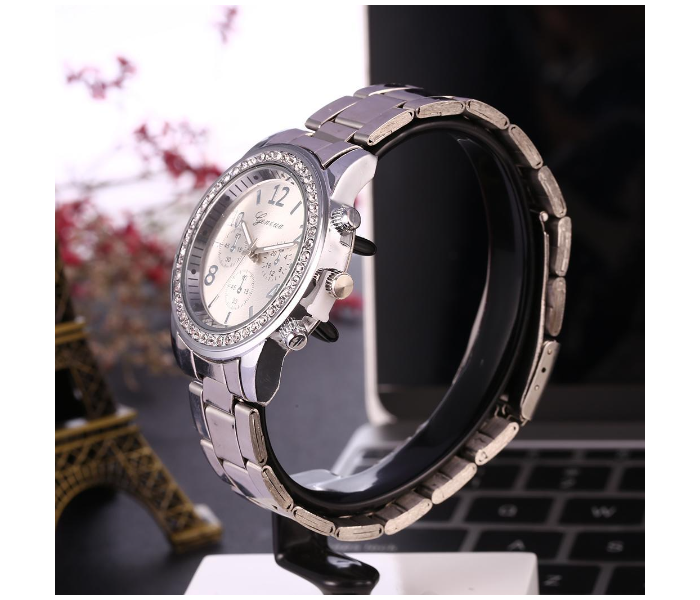 Geneva 37mm Rhinestone Analog Wrist Watch for Women - Silver - Zoom Image 6