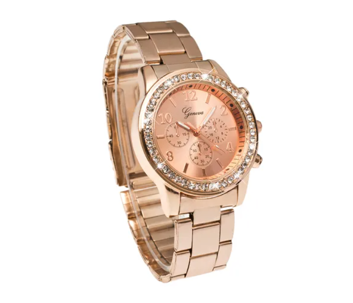 Geneva 37mm Rhinestone Analog Wrist Watch for Women - Rose Gold - Zoom Image 2