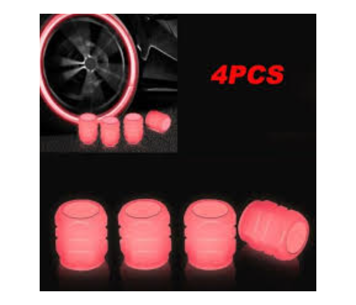 Car Auto Bicycle Motorcycle Bike Wheel Tire Valve Cap Luminous Glows only InDark 4 Pieces Set - Pink - Zoom Image