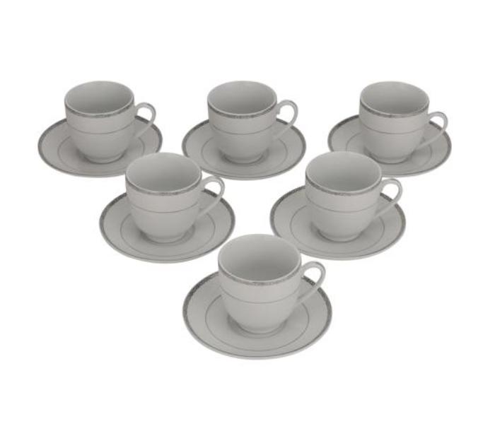 Royalford RF10555 12 Piece Tea Cup and Saucer Set - White - Zoom Image 1