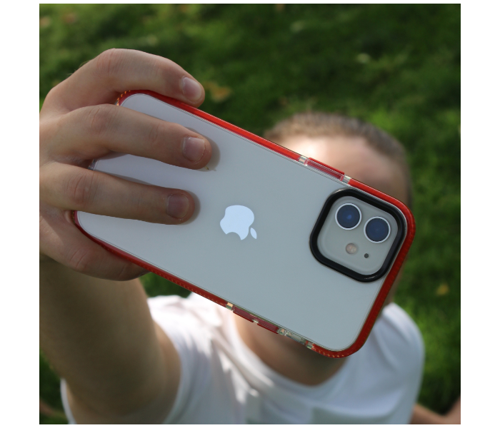 Protective Transparent Mobile Case with Red Bumpers For iPhone 12 Mini - Zoom Image 3