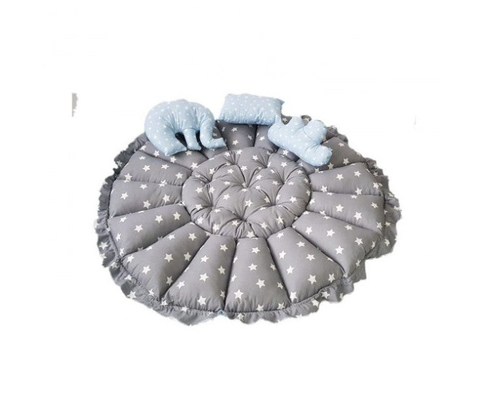 Baby Nest Round Playing Mat Blue Star Pettern - Grey - Zoom Image 2