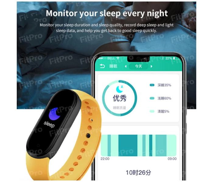 M7 Unisex IP67 Waterproof Sport Smart Band with Blood Pressure Heart Rate Monitor Fitness - Black - Zoom Image 6