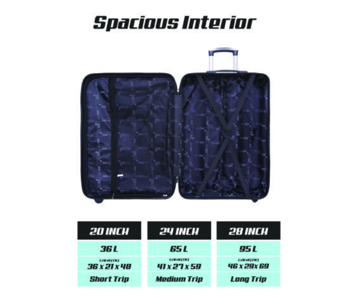 Para John PJTR3045 3 Pieces Abs Rolling Trolley Luggage Set - Navy - Zoom Image 5