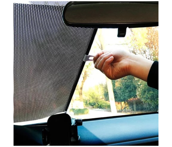 Generic Windshield Sun Shade Cover Multiuse Curtain Retractable Sun Protection Sunshades - Black-A - Zoom Image 8