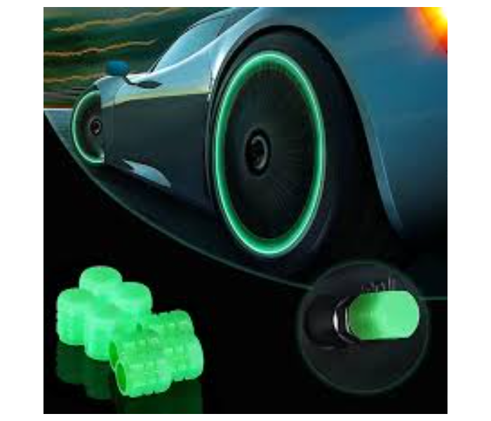 Car Auto Bicycle Motorcycle Bike Wheel Tire Valve Cap Luminous Glows only InDark 4 Pieces Set - White - Zoom Image