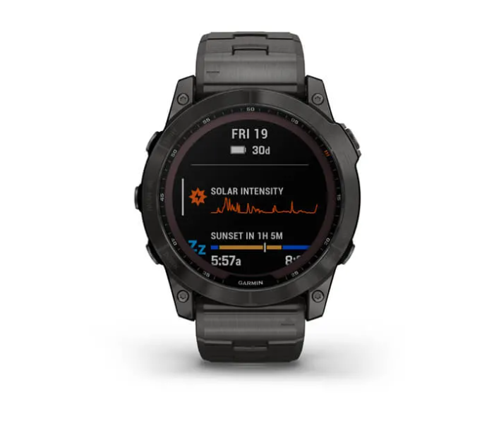 Garmin 010-02541-27 Fenix 7X Sapphire Solar Edition Carbon Gray DLC Titanium with Carbon Gray DLC Vented Titanium Band - Zoom Image 2